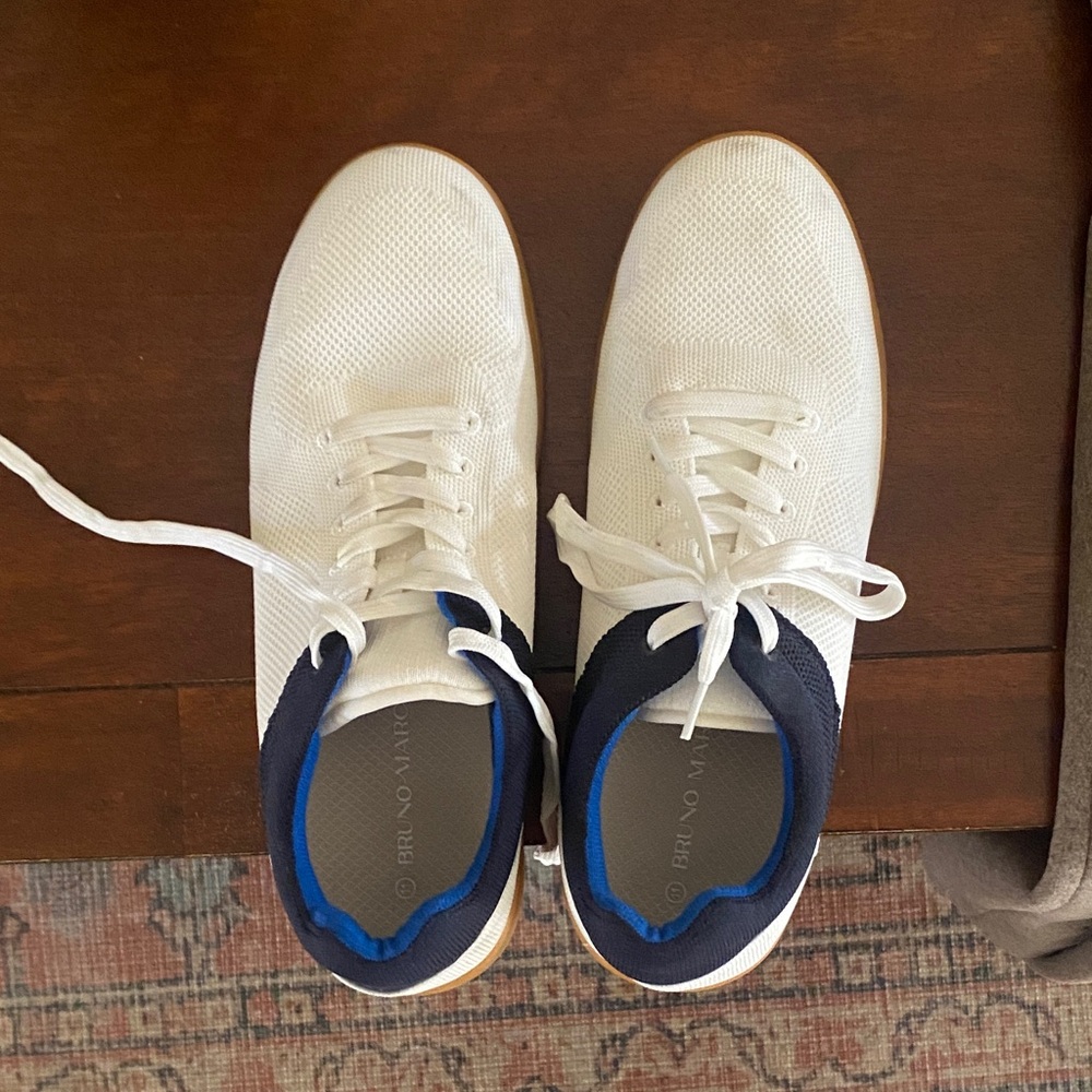 Bruno Magli White and Navy Men's Sneakers
